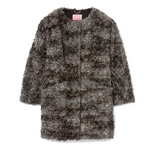 Kate Spade Faux Fur Sugarcoat Topper Coat Gray Curly Faux Fur Size M